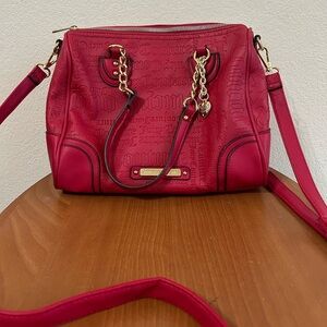 Juicy Couture Best Sellers Fame Satchel Bag Red Shoulder Handbag Travel Charm